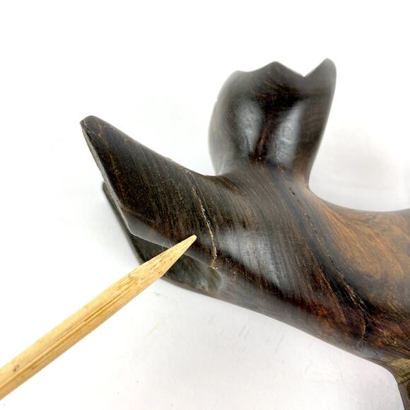 Hand Carved Dark Hardwood Cat Figurine Folk Art - Picture 7 of 9